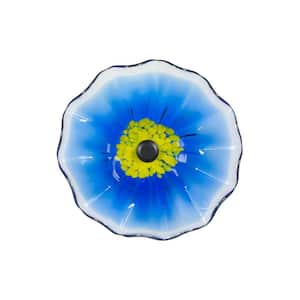 Fiore Bloom Blue 9 in. Diameter Hand Blown Glass Flower Art Glass Wall Decor