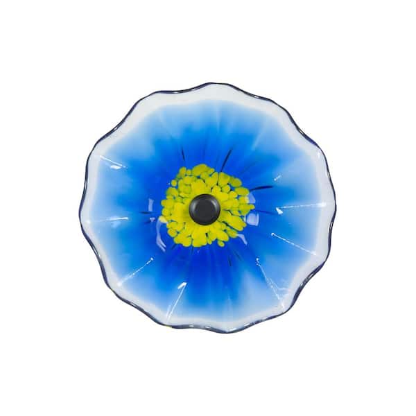 Dale Tiffany Fiore Bloom Blue 9 in. Diameter Hand Blown Glass Flower Art Glass Wall Decor