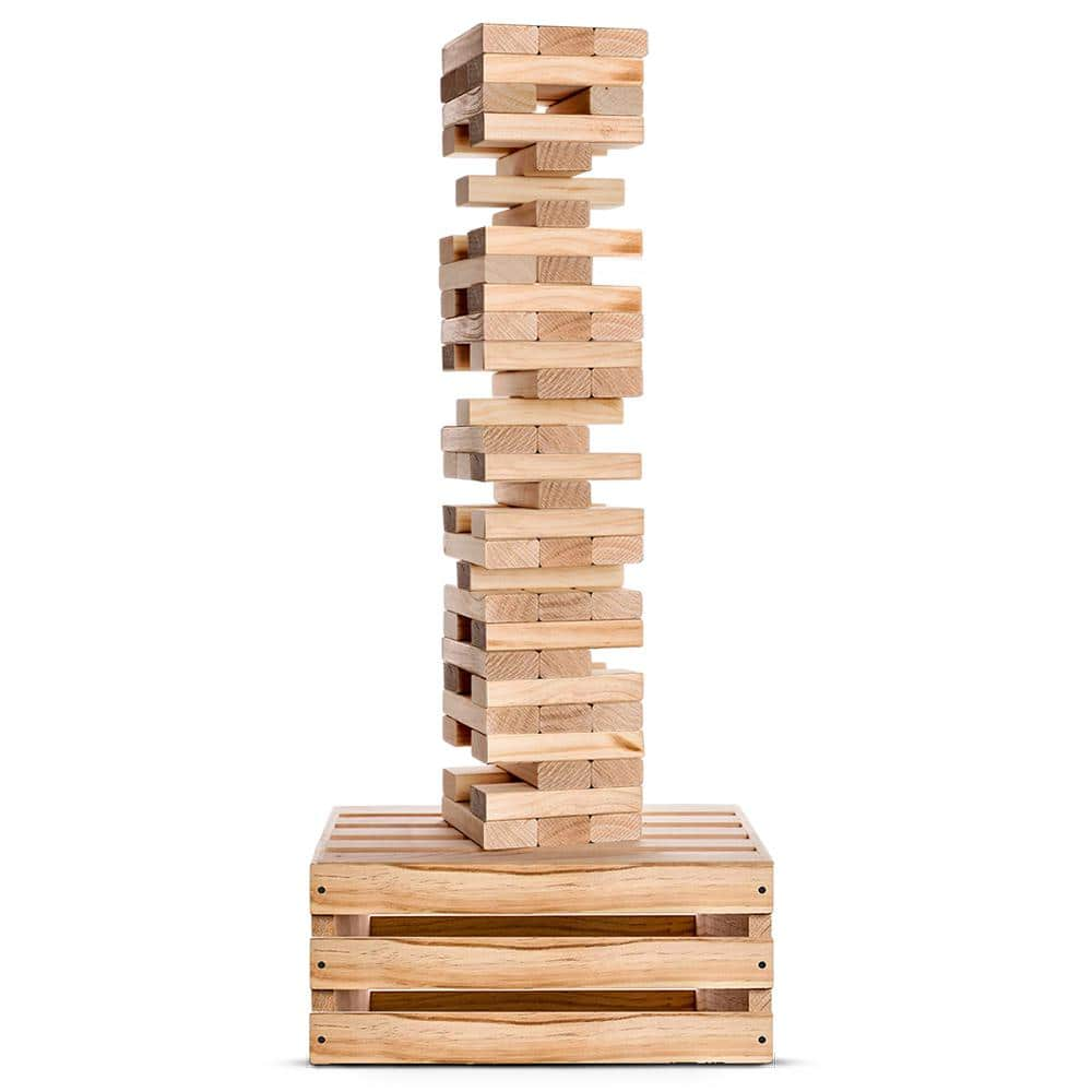 Reclaimed Wood Giant Tower good Game with Storage Crate / Outdoor Game Table Set