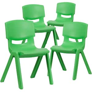 4-Pack Green Plastic Stackable School Chair with 15.5 in. Seat Height