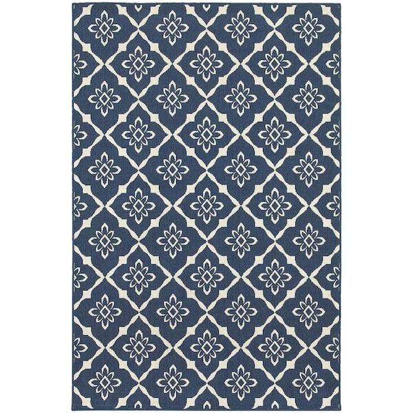 Odyssey Navy 9 ft. x 13 ft. Indoor/Outdoor Patio Area Rug