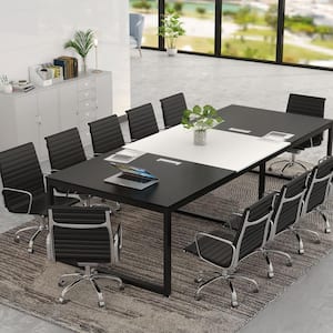 8 ft. Rectangle Tabletop Black Conference Table 95 in. Large Meeting Seminar Table with Partical Wood