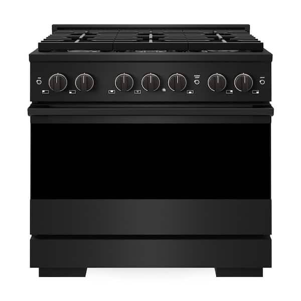 36 in. 5.2 cu. ft. Marino Dual Fuel Freestanding Range with 6 Gas Burners and Convection Oven in Black Stainless Steel