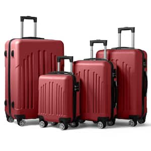 Nested Hardside Luggage Set in Red, 4 Piece - TSA Compliant