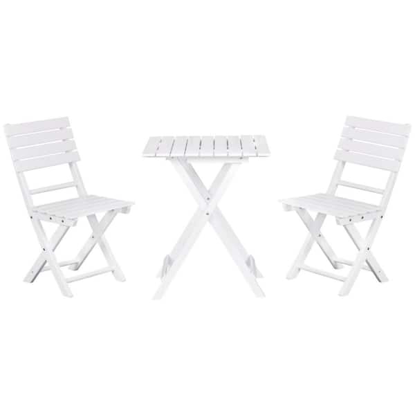 Outsunny White 3-Pieces Wood Outdoor Bistro Set