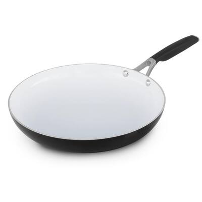Select 12 in. Aluminum Ceramic Nonstick Frying Pan in Black and White