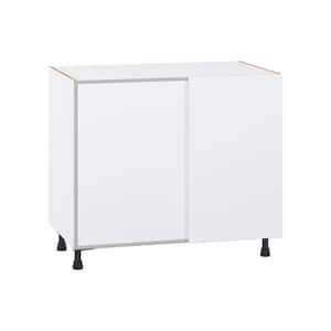 Fairhope Bright White Slab Assembled Blind Base Kitchen Cabinet Left Opening (39 in. W x 34.5 in. H x 24 in. D)