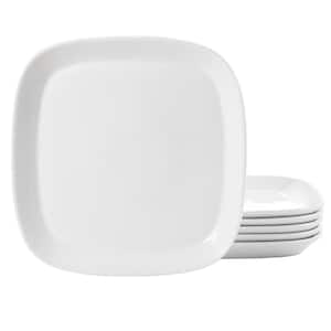 Simply White 6-Pcs 10 in. Square Fine Ceramic Dinner Plate Set in White