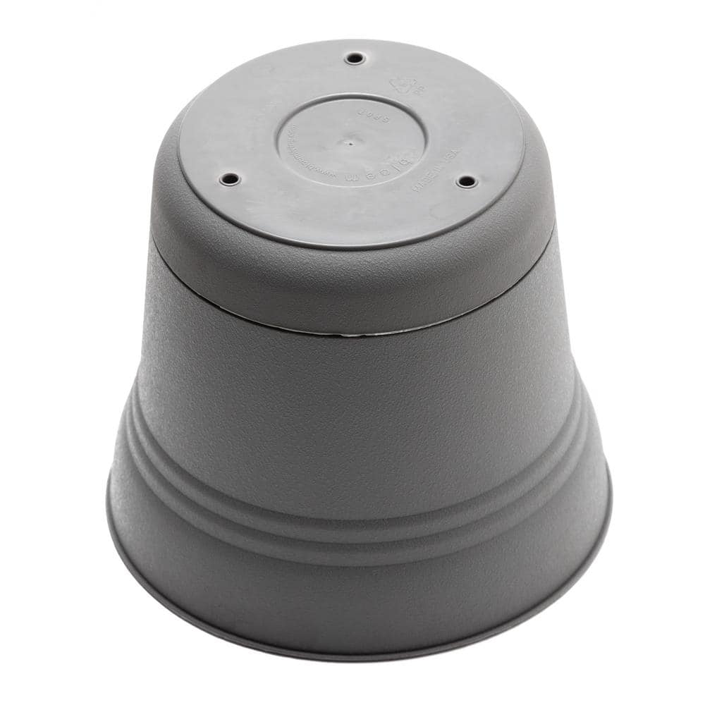 Charcoal Gray 14.5" Round Resin Planter with Saucer