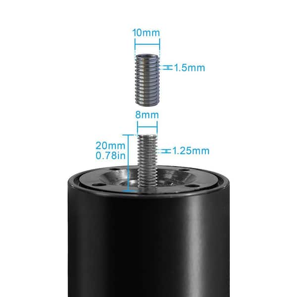 2/4/6-Pack Adjustable Bed Legs – 8-12 Inch Furniture Replacement Legs, ABS Heavy-Duty, M8/M10 Threads, For Beds, Sofas, Desks