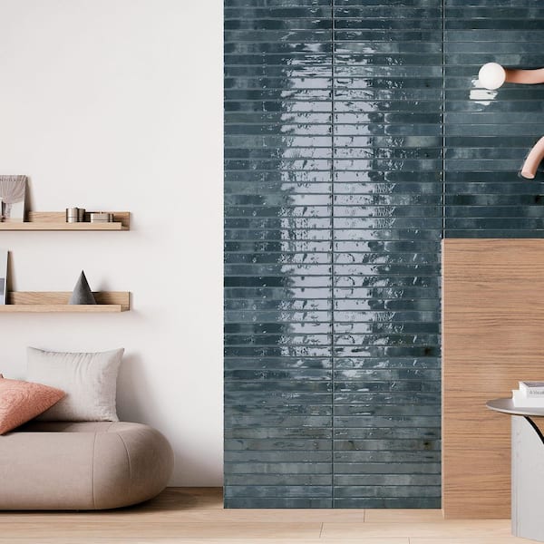 Scottsdale Blue 2 in. x 18 in. Porcelain Floor and Wall Tile (7.42 sq. ft. /Case)