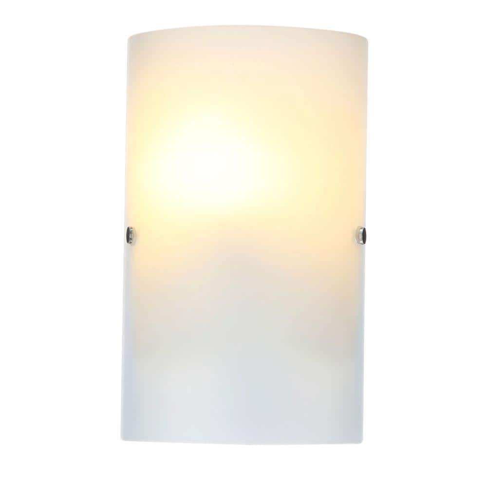 EGLO Troy 1-Light Wall Sconce Bathroom Modern Dimmable LED Mirror Vanity Light Fixture, Milk Clear 