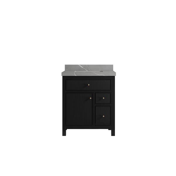 Willow Collections Sonoma 30 in. W x 22 in.D x 36 in. H Bath Vanity in Black with 2 in.Piatra Quartz Top
