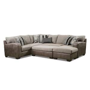 Winterchase 123 in. 5-Piece Microfiber U-Shaped Sectional in Brown