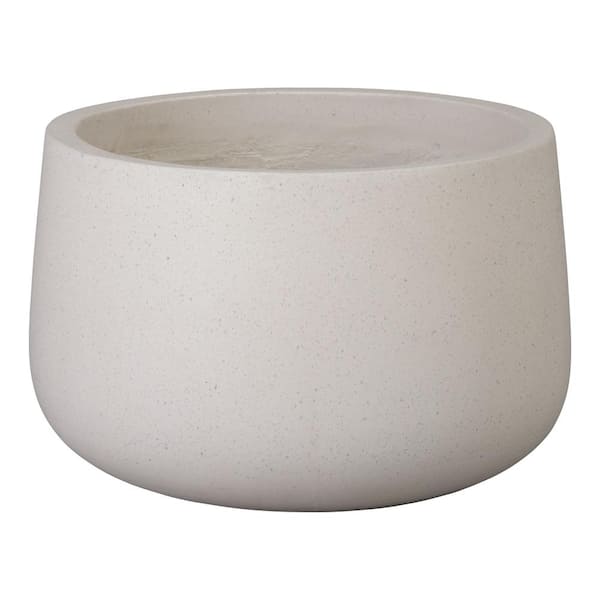 25.5 in. L x 16.5 in. H White Terrazzo Round Planter