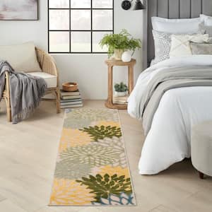 Aloha Green Multi-Color 2 ft. x 8 ft. Floral Contemporary Runner Indoor Area Rug