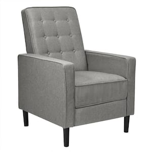 27.5 in. W Grey Mid-Century Push Back Recliner Chair Fabric Tufted Single Sofa Footrest