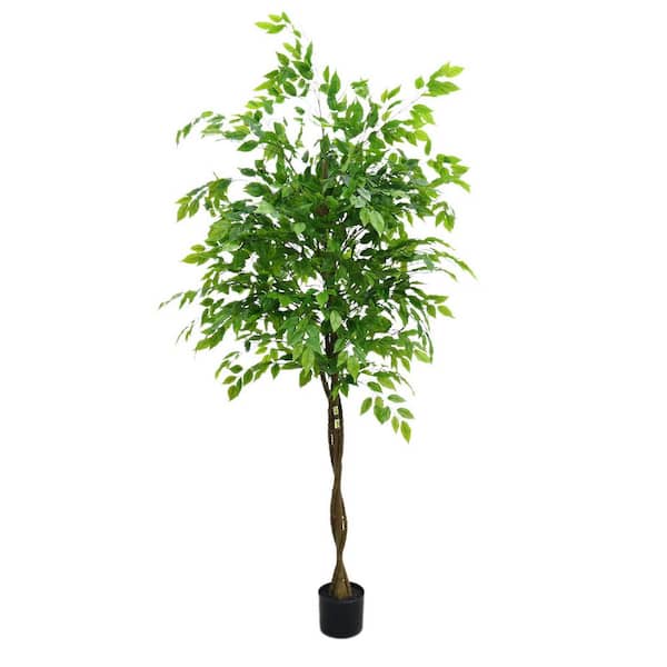 Garvee 5. 9 ft. Artificial Ficus Tree, Tall Fake Potted Ficus Tree With Planter, Realistic Texture Potted Faux Ficus Tree