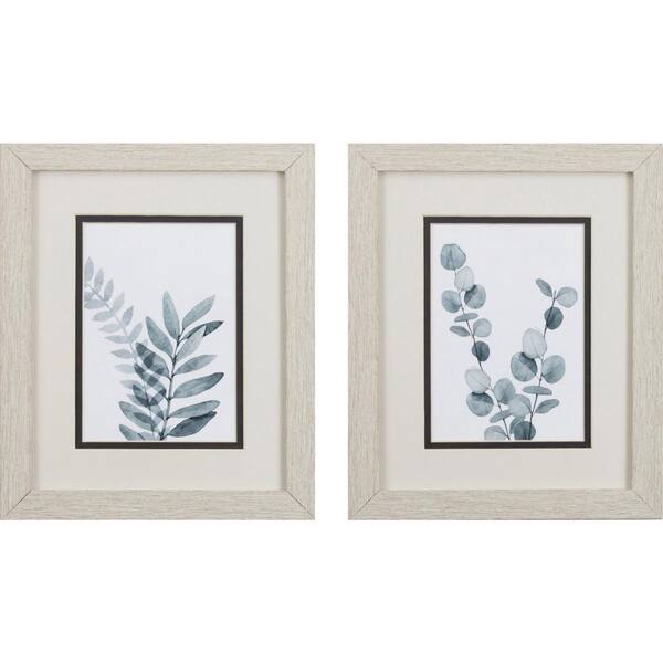 HomeRoots Victoria Navy Leaves by Unknown Wooden Wall Art (Set of 2 ...