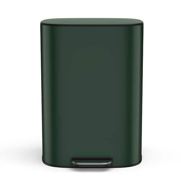 Misopily 13 Gal. Metal Household Trash Can, Stainless Steel Bustbin with Foot Pedal Operation, Soft Close Lid in Green