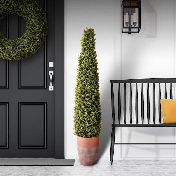 Regency International Spring 60 in. Green Artificial Boxwood Topiary in Terracotta Pot