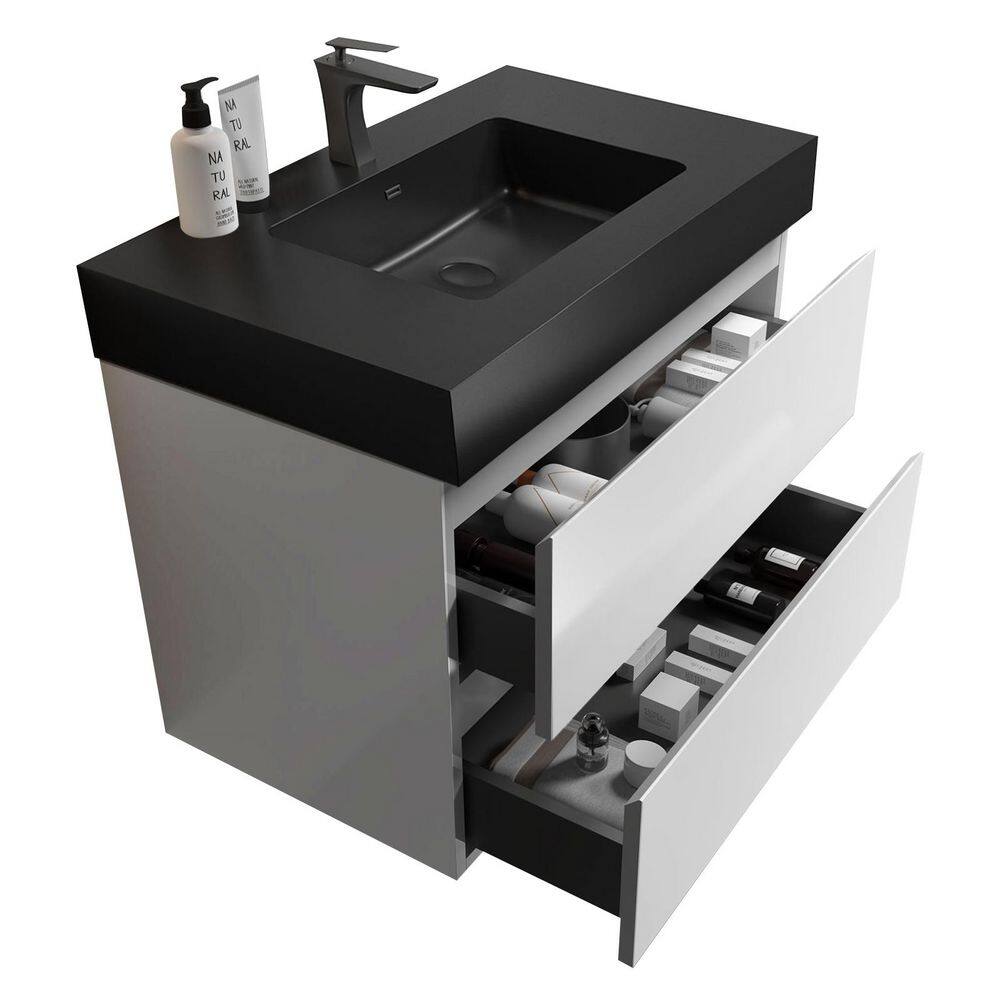 36in. Floating Single Sink White Bath Vanity with Black Resin Top price history on PriceWatchPro