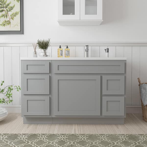 Vanity Art 51 in. W x 21 in. D x 32.5 in. H Bath Vanity Cabinet without Top in Gray