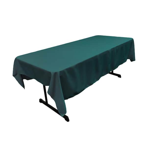 Polyester Poplin 60 in. x 84 in. Dark Teal Rectangular Tablecloth