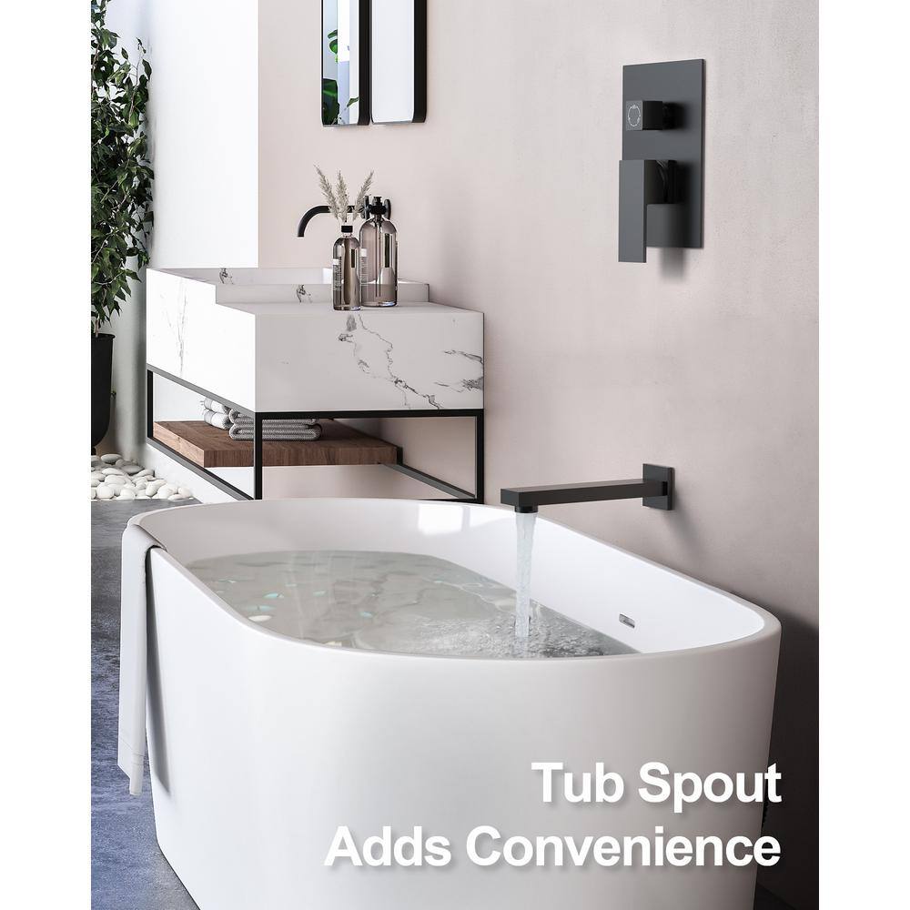 Matte Black Stainless Steel Rain Shower Head System with Handheld Spray