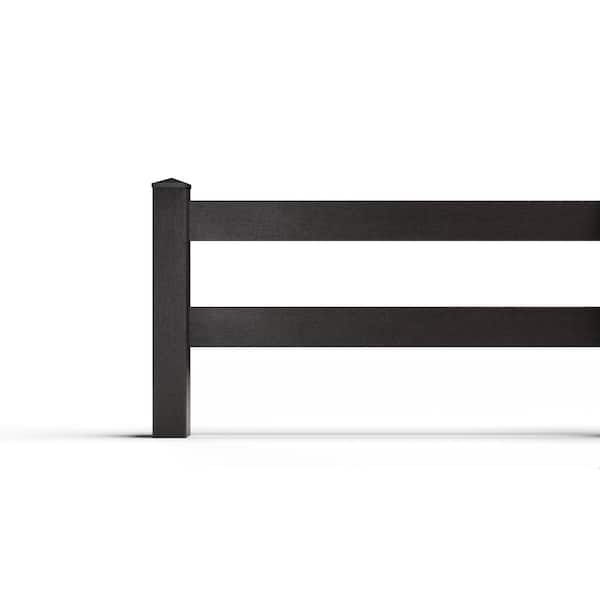 Composite Traditional Two Board Ranch Rail Fence Panel (3 ft. H x 5.75 ft. W) Raven (Black)