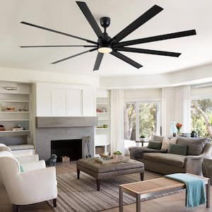 84 in. LED Indoor 6-Speed Super Large Black Smart Ceiling Fan with Remote Control
