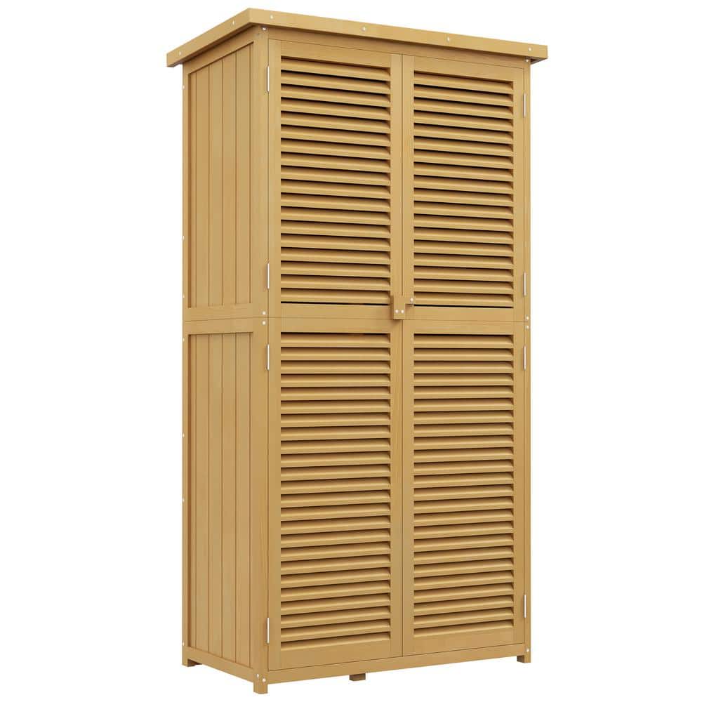34.30 in. W x 18.30 in. D x 63 in. H Yellow Wood Outdoor Storage Cabinet