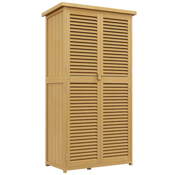 34.30 in. W x 18.30 in. D x 63 in. H Yellow Wood Outdoor Storage Cabinet