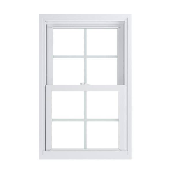 American Craftsman 23.75 in. x 37.25 in. 70 Pro Series Low-E Argon Glass Double Hung White Vinyl Replacement Window with Grids, Screen Incl