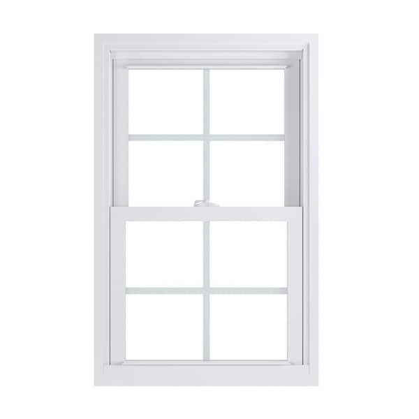 American Craftsman 23.75 in. x 37.25 in. 70 Pro Series White Double Hung Low-E2 Argon PS Glass Vinyl Repl Window with Grids, Screen Incl