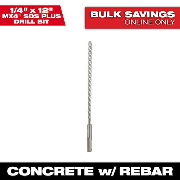 Milwaukee 1/4 in. x 12 in. 4-Cutter SDS-PLUS Carbide Drill Bit