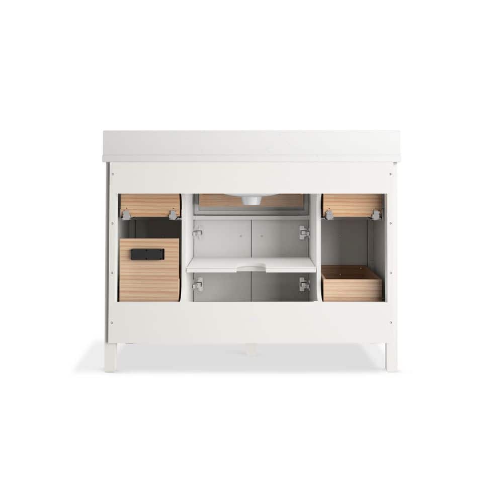Malin White 48" Bathroom Vanity Cabinet with Quartz Top and Sink