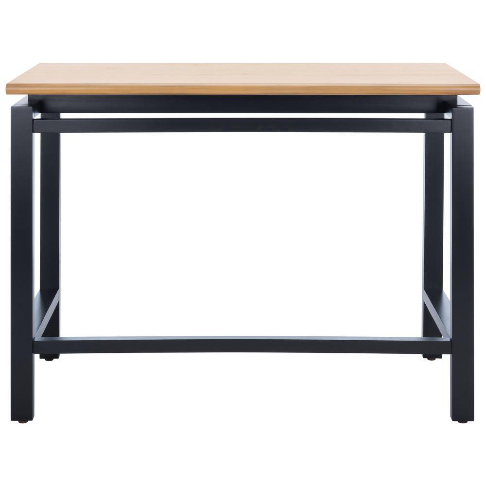 Industrial Black and Natural Wood Writing Desk