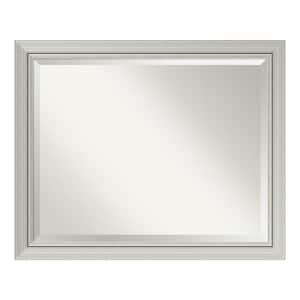 Romano Silver Narrow 31.75 in. x 25.75 in. Beveled Rectangle Wood Framed Bathroom Wall Mirror in Silver