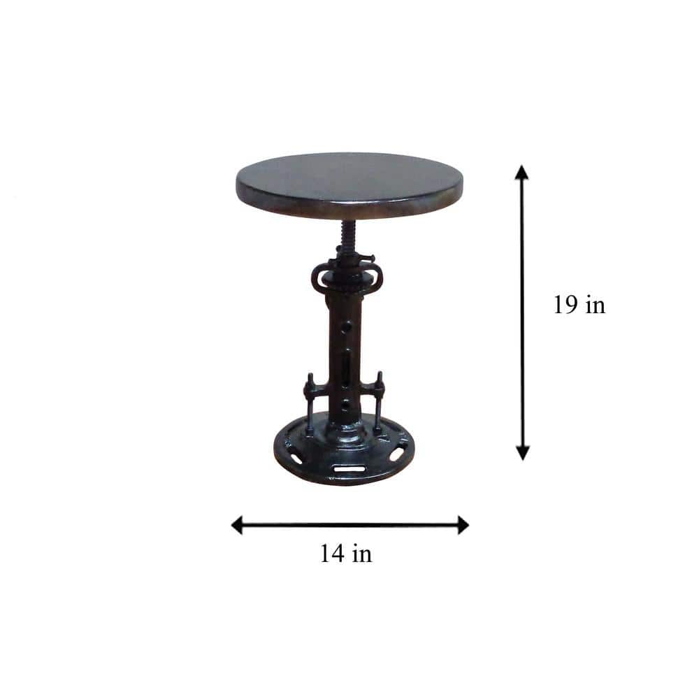Adjustable Black Metal and Wood Industrial Stool