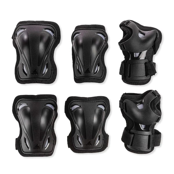 3-in-1 Protective Gear L Commercial Knee Pads Elbow Pads and Wrist Guards Black