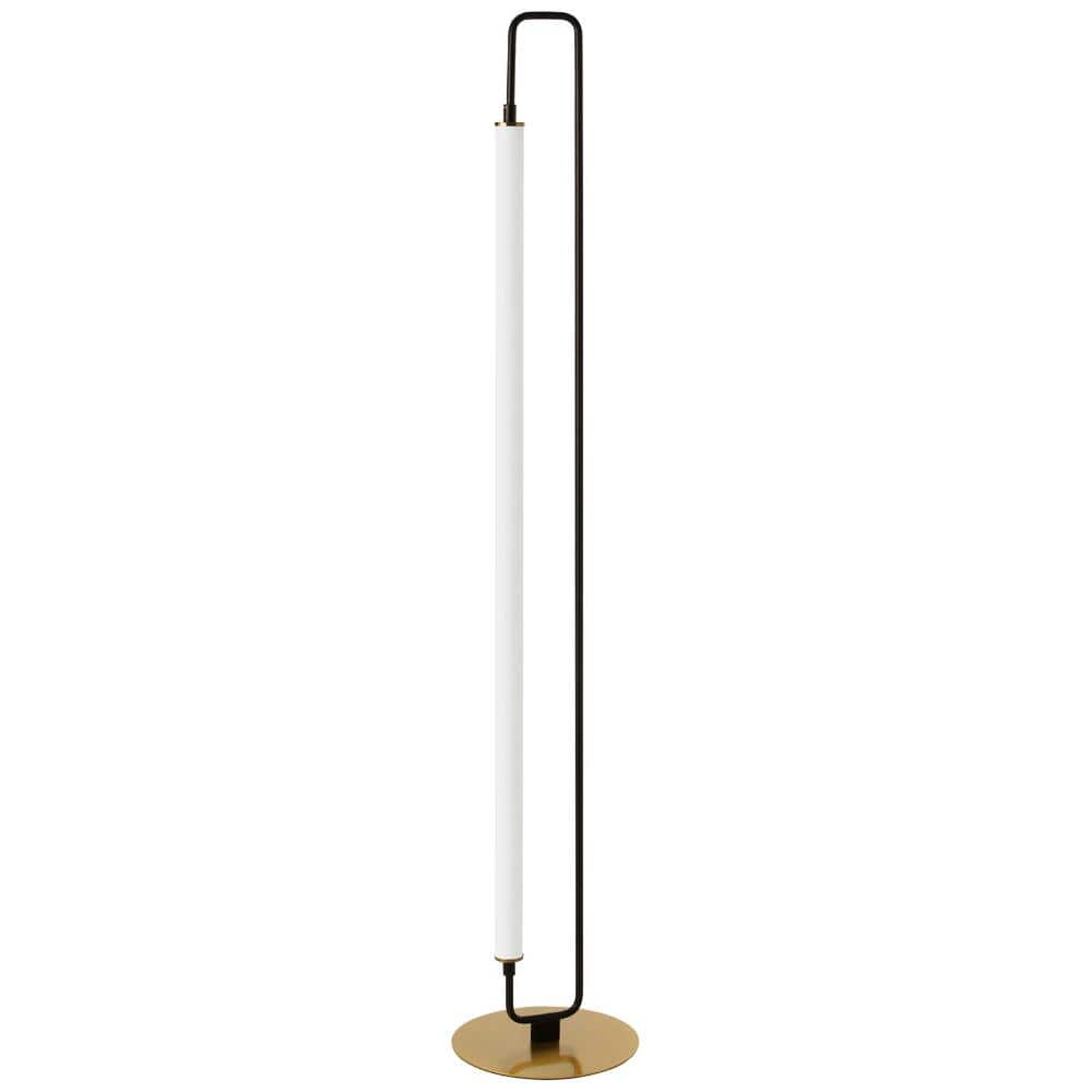 Dainolite Freya 59 In Matte Blackaged Brass White Transitional 1 Light Standard Floor Lamp