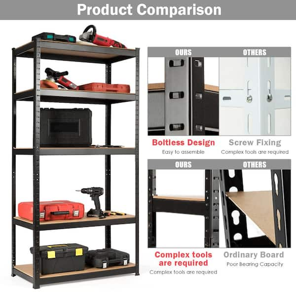 Costway 4 PCS 72-Inch 5-Tier Storage Rack Adjustable Garage Shelf Shelving  Unit