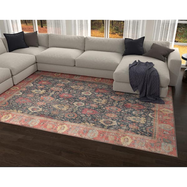 Cayetana Navy 2 ft. x 8 ft. Bohemian Medallion Machine Washable Runner Rug