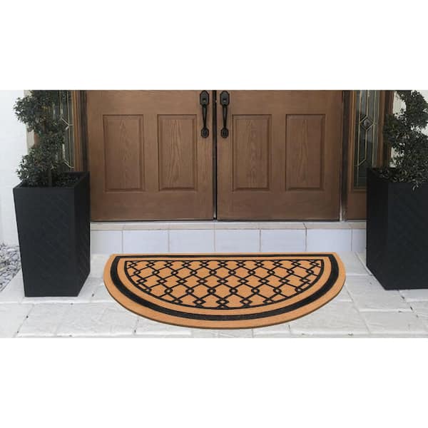 Northlight Decorative Black Rubber and Coir Outdoor Half Round Door Mat 29.75 x 17.75