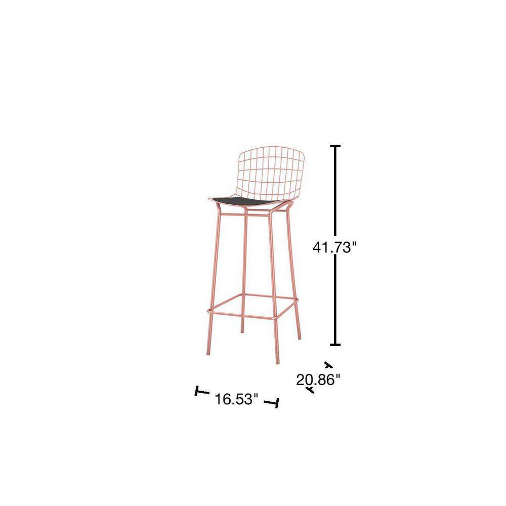 Madeline 42" Rose Pink Gold and Black Industrial Chic Barstool Set