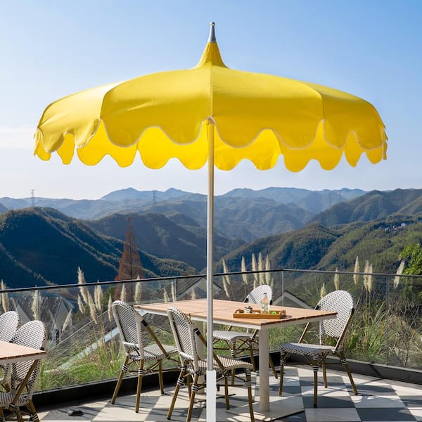 7ft yellow patio umbrella Garsing 7FT Outdoor Yellow Curve Pagoda Market Patio Umbrella