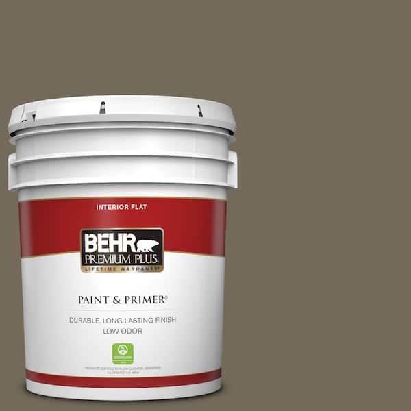 BEHR PREMIUM PLUS 5 gal. #720D-6 Toasted Walnut Flat Low Odor Interior Paint & Primer