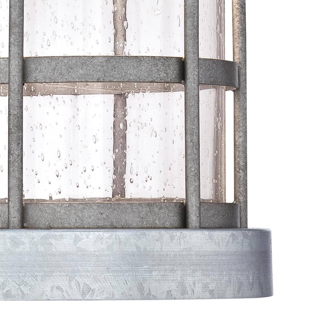 Galvanized Steel Silver LED Wall Lantern Fixture with Clear Glass