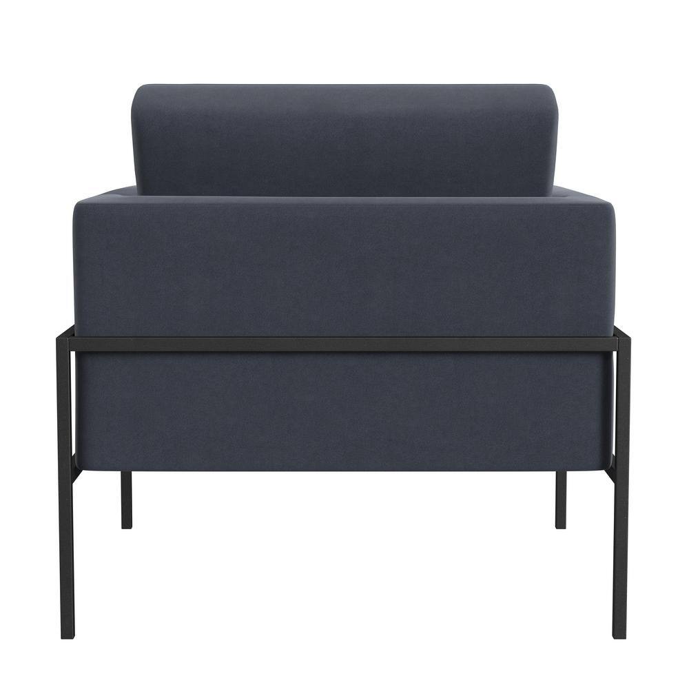 Steel Blue Velvet Modern Metal Frame Accent Chair